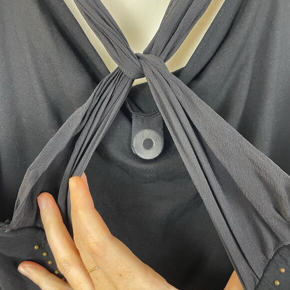 Pinko Women’s Black Midi Dress Bodycon Scoop Back Studded size 8 - Picture 4 of 8